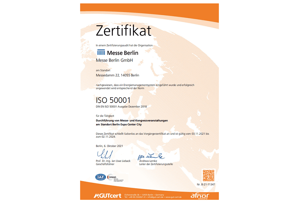 ISO 50001 Zertifikat